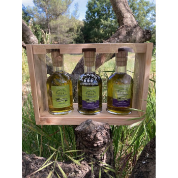 Coffret Prestige Trio d'huiles d'olive Provençales-A l'ombre de l'Olivier - Huiles d'olive