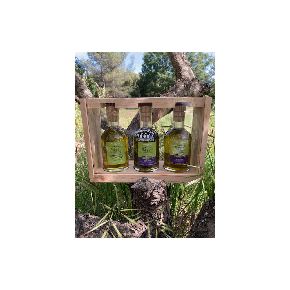 Coffret Prestige Trio d'huiles d'olive Provençales-A l'ombre de l'Olivier